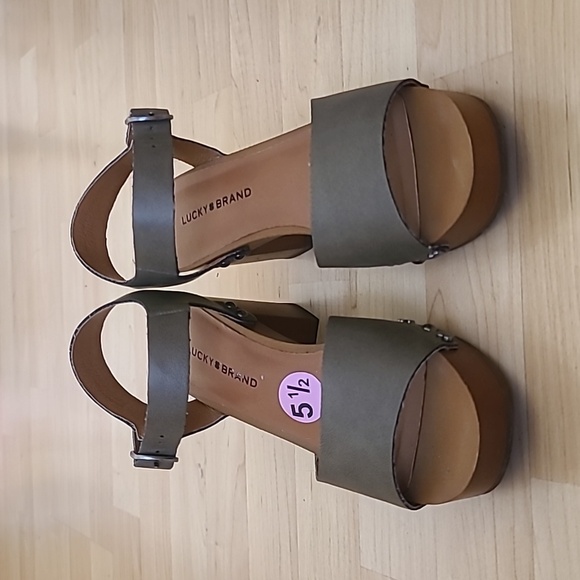 Lucky Brand Hollie Platform Block Heels Sandals Green Natural Color Size 5.5 - Picture 5 of 13